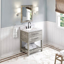 Jeffrey Alexander 30" Weathered Grey Wavecrest with White Carrara Marble Vanity Top