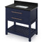 Jeffrey Alexander 36" Hale Blue Wavecrest Vanity Black Granite Vanity Top Undermount Rectangle Bowl VKITWAV36BLBGR