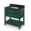 Jeffrey Alexander 36" Forest Green Wavecrest Vanity Black Granite Vanity Top Undermount Rectangle Bowl VKITWAV36GNBGR