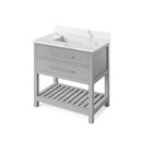 Jeffrey Alexander 36" Gray Wavecrest Vanity Calacatta Vienna Quartz Vanity Top Undermount Rectangle Bowl VKITWAV36GRCQR