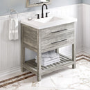 Jeffrey Alexander 36" Weathered Grey Wavecrest with Lavante Cultured Marble Vessel Vanity Top