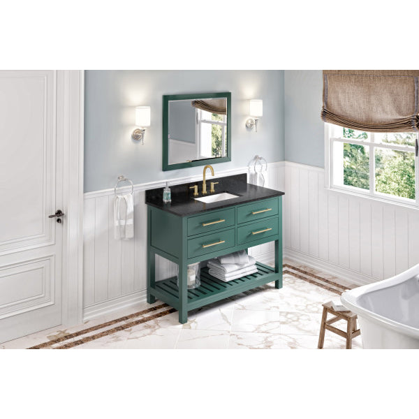 Jeffrey Alexander 48" Forest Green Wavecrest Vanity Black Granite Vanity Top Undermount Rectangle Bowl VKITWAV48GNBGR