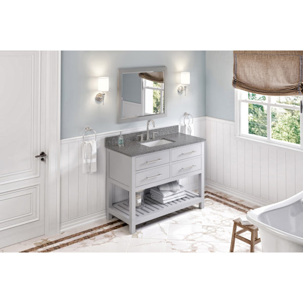 Jeffrey Alexander 48" Gray Wavecrest Vanity Boulder Cultured Marble Vanity Top Undermount Rectangle Bowl VKITWAV48GRBOR