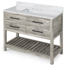 Jeffrey Alexander 48" Weathered Grey Wavecrest with White Carrara Marble Vanity Top