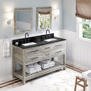 Jeffrey Alexander 60" Weathered Grey Wavecrest double bowl Vanity Top