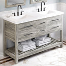 Jeffrey Alexander 60" Weathered Grey Wavecrest double bowl Vanity Top