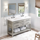 Jeffrey Alexander 60" Weathered Grey Wavecrest double bowl Vanity Top