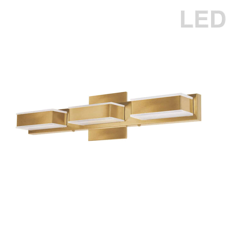 Dainolite 15W Led Wall Vanity Aged Brass Finish VLD-215-3W-GLD