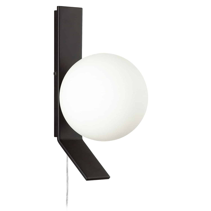 Dainolite 1 Light Halogen Wall Sconce Matte Black with Opal White Glass VMT-51W-MB