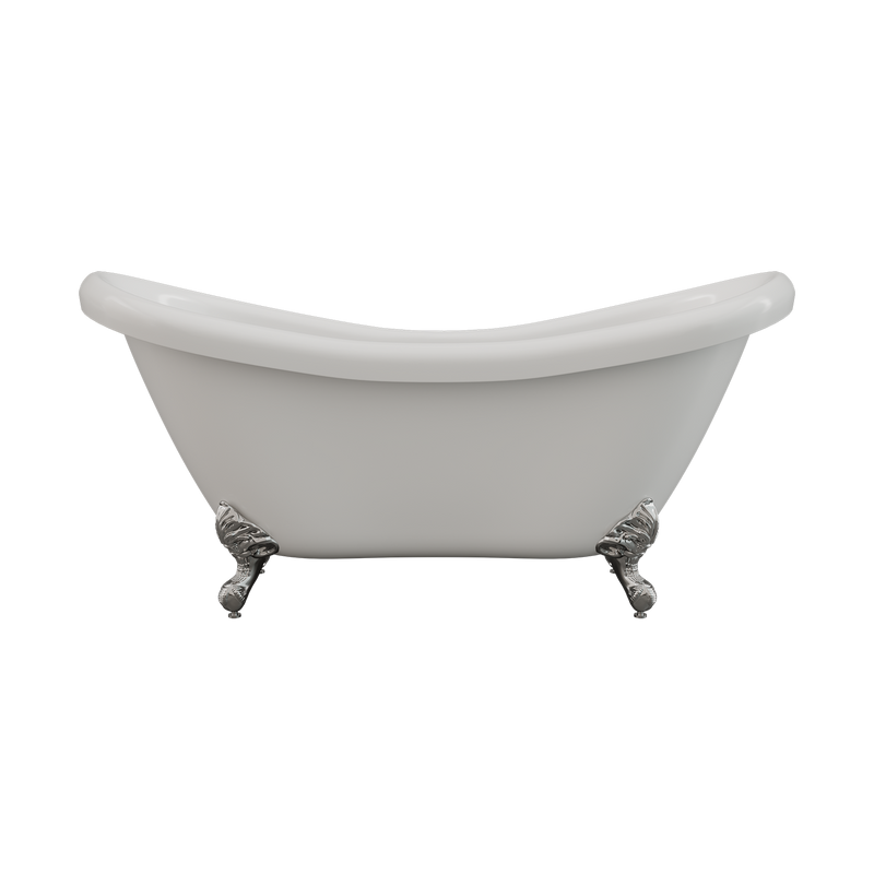 Cambridge Plumbing Acrylic Double Ended Slipper Bathtub 68"x28" No Drillings and PC Feet