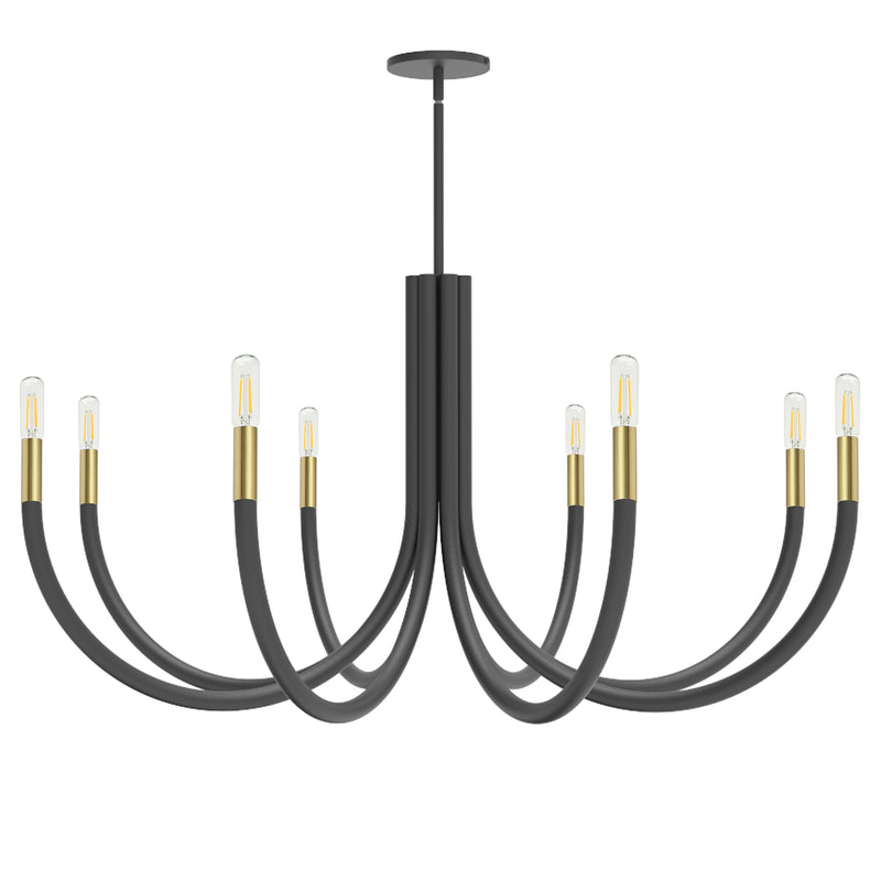 Dainolite 8 Light Incandescent Chandelier Matte Black and Aged Brass WAN-388C-MB-AGB