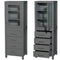 Wyndham Sheffield 24" Linen Tower In Dark Gray with Shelved Cabinet Storage and 4 Drawers WCS1414LTKG