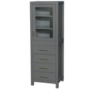 Wyndham Sheffield 24" Linen Tower In Dark Gray with Shelved Cabinet Storage and 4 Drawers WCS1414LTKG