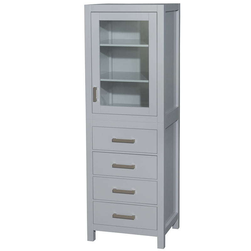 Wyndham AAA Sheffield 80" Double Bathroom Vanity In Gray with White Quartz Countertop Undermount Square Sinks and No Mirror WCS141480DGYWQUNSMXX