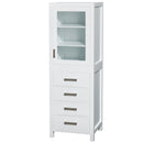 Wyndham Sheffield 24" Linen Tower In White with Shelved Cabinet Storage and 4 Drawers WCS1414LTWH