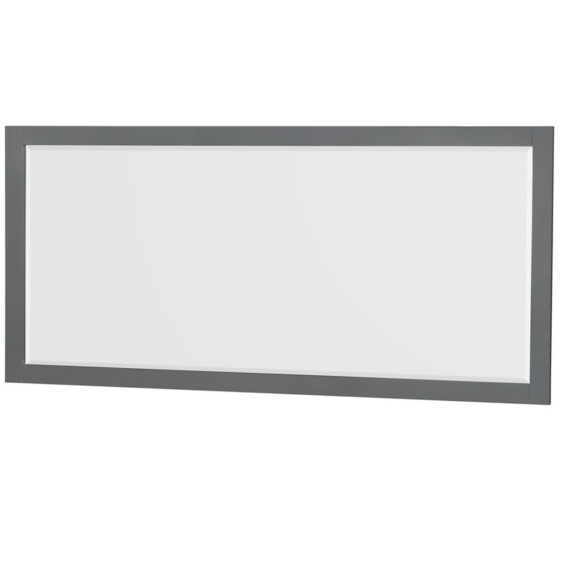 Wyndham AAA Sheffield 80" Double Bathroom Vanity In Dark Gray with White Quartz Countertop Undermount Square Sinks and 70" Mirror WCS141480DKGWQUNSM70