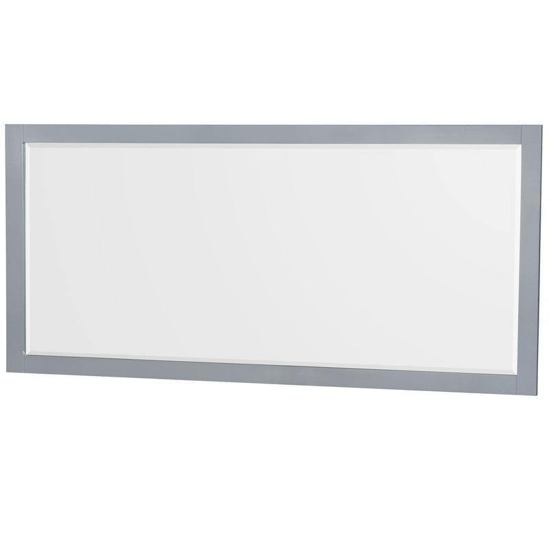 Wyndham Sheffield 80" Double Bathroom Vanity In Gray with White Cultured Marble Countertop Undermount Square Sinks and 70" Mirror WCS141480DGYWCUNSM70