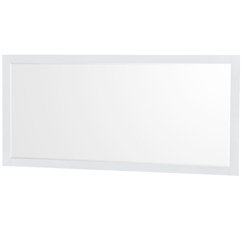 Wyndham AAA Sheffield 72" Double Bathroom Vanity In White with White Quartz Countertop Undermount Square Sinks and 70" Mirror WCS141472DWHWQUNSM70