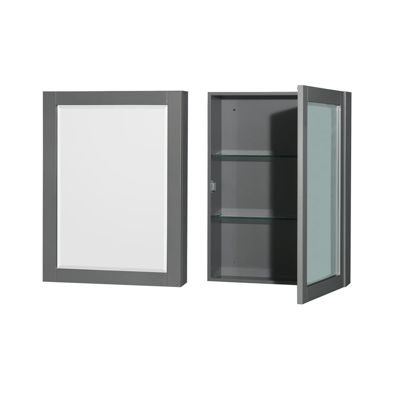 Wyndham Sheffield 36" Single Bathroom Vanity In Dark Gray with White Carrara Marble Countertop Undermount Square Sink and Medicine Cabinet WCS141436SKGCMUNSMED