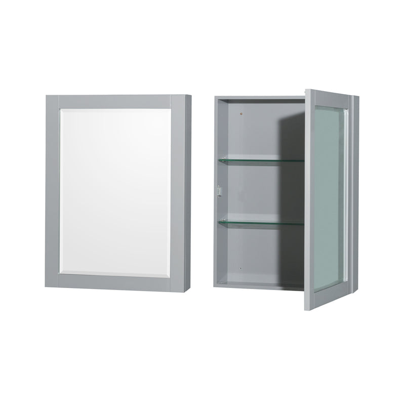 Wyndham Sheffield 72" Double Bathroom Vanity In Gray with White Cultured Marble Countertop Undermount Square Sinks and Medicine Cabinets WCS141472DGYWCUNSMED