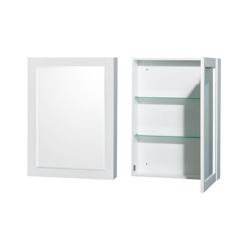 Wyndham Sheffield 30" Single Bathroom Vanity In White with Carrara Cultured Marble Countertop Undermount Square Sink and Medicine Cabinet WCS141430SWHC2UNSMED