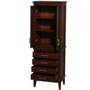 Wyndham Hatton Bathroom Linen Tower In Dark Chestnut with Shelved Cabinet Storage and 4 Drawers WCV1616LTCDK