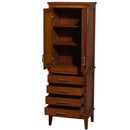 Wyndham Hatton Bathroom Linen Tower In Light Chestnut with Shelved Cabinet Storage and 4 Drawers WCV1616LTCLT