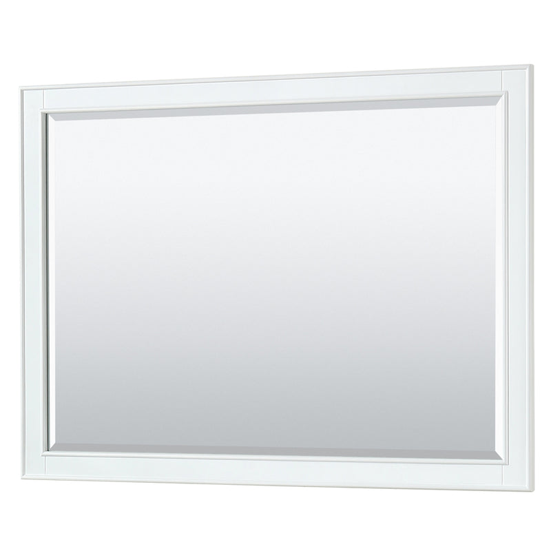 Wyndham Deborah 48" Single Bathroom Vanity In White with No Countertop No Sink and 46" Mirror WCS202048SWHCXSXXM46