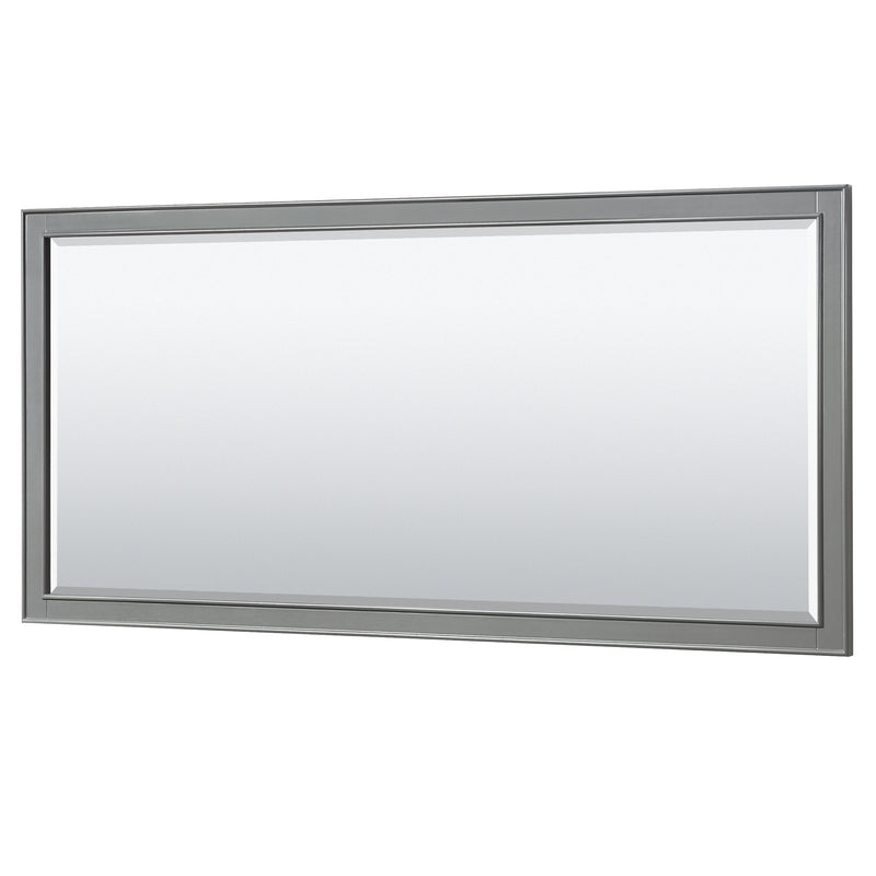 Wyndham Deborah 72" Double Bathroom Vanity In Dark Gray with Light-Vein Carrara Cultured Marble Countertop Undermount Square Sinks and 70" Mirror WCS202072DKGC2UNSM70