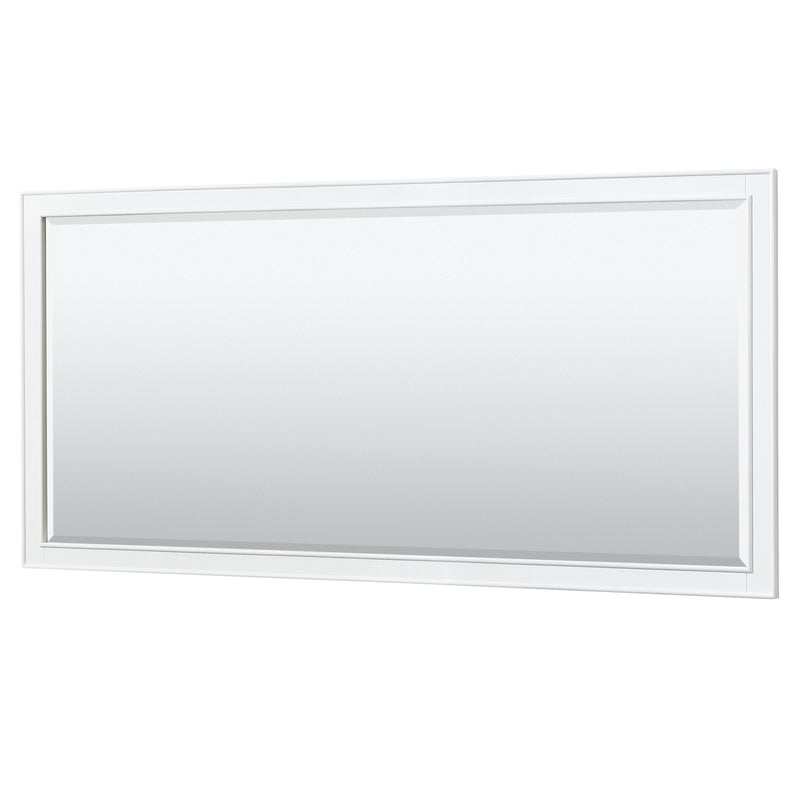 Wyndham Deborah 80" Double Bathroom Vanity In White with White Carrara Marble Countertop Undermount Oval Sinks Brushed Gold Trims and 70" Mirror WCS202080DWGCMUNOM70