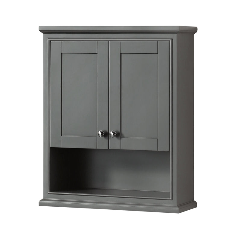 Wyndham Deborah 60" Double Bathroom Vanity In Dark Gray with No Countertop No Sinks and 24" Mirrors WCS202060DKGCXSXXM24