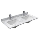 Wyndham Avery 48" Double Bathroom Vanity In Dark Gray White Carrara Marble Countertop Undermount Square Sinks and 46" Mirror WCV232348DKGCMUNSM46