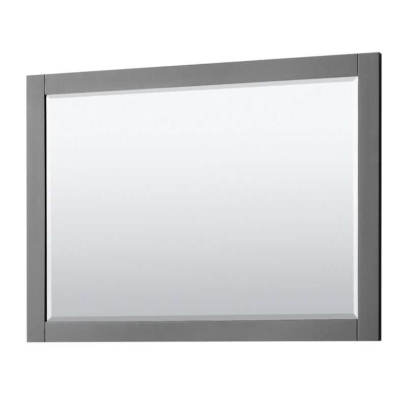 Wyndham Avery 48" Double Bathroom Vanity In Dark Gray White Carrara Marble Countertop Undermount Oval Sinks and 46" Mirror WCV232348DKGCMUNOM46