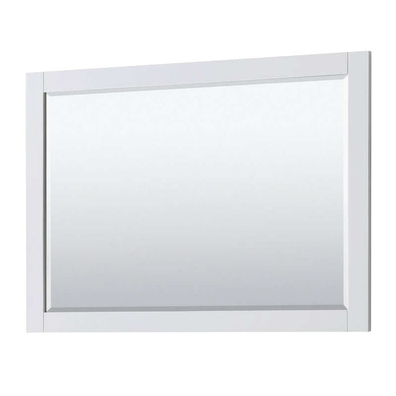 Wyndham Avery 48" Single Bathroom Vanity In White No Countertop No Sink Brushed Gold Trims and 46" Mirror WCV232348SWGCXSXXM46