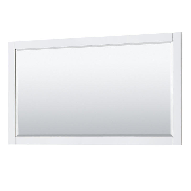 Wyndham Avery 60" Double Bathroom Vanity In White Light-Vein Carrara Cultured Marble Countertop Undermount Square Sinks and 58" Mirror WCV232360DWHC2UNSM58