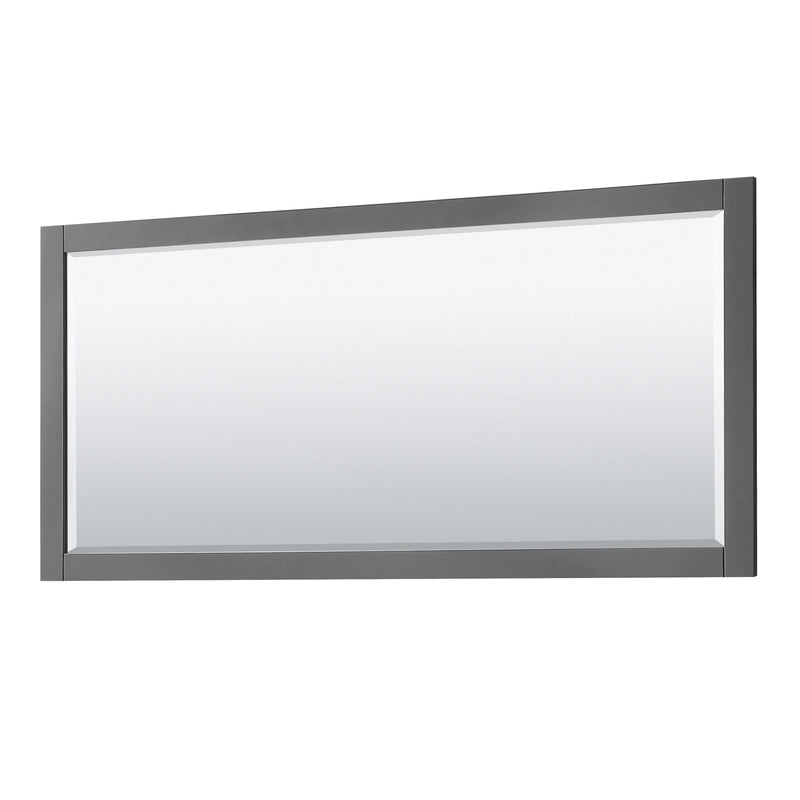 Wyndham Avery 80" Double Bathroom Vanity In Dark Gray White Carrara Marble Countertop Undermount Square Sinks and 70" Mirror WCV232380DKGCMUNSM70