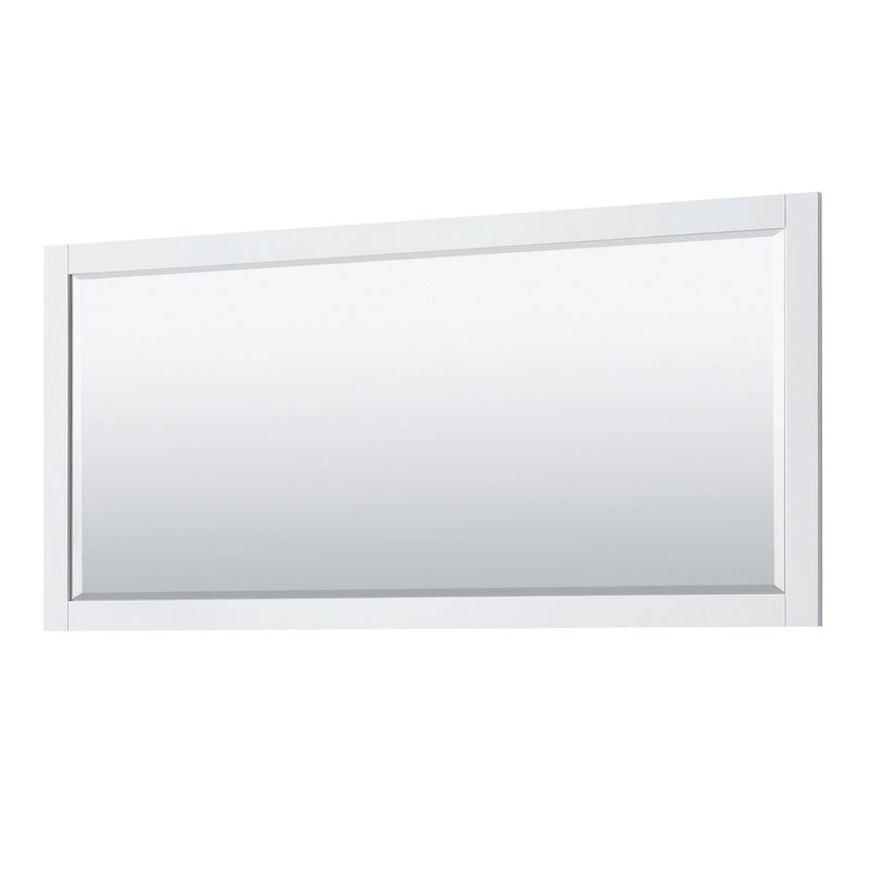 Wyndham Avery 80" Double Bathroom Vanity In White White Cultured Marble Countertop Undermount Square Sinks Brushed Gold Trims and 70" Mirror WCV232380DWGWCUNSM70