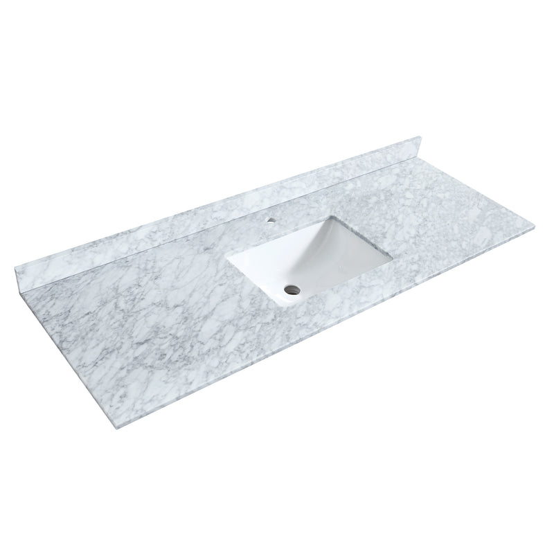 Wyndham Daria 60" Single Bathroom Vanity In Dark Espresso White Carrara Marble Countertop Undermount Square Sink and 58" Mirror WCV252560SDECMUNSM58