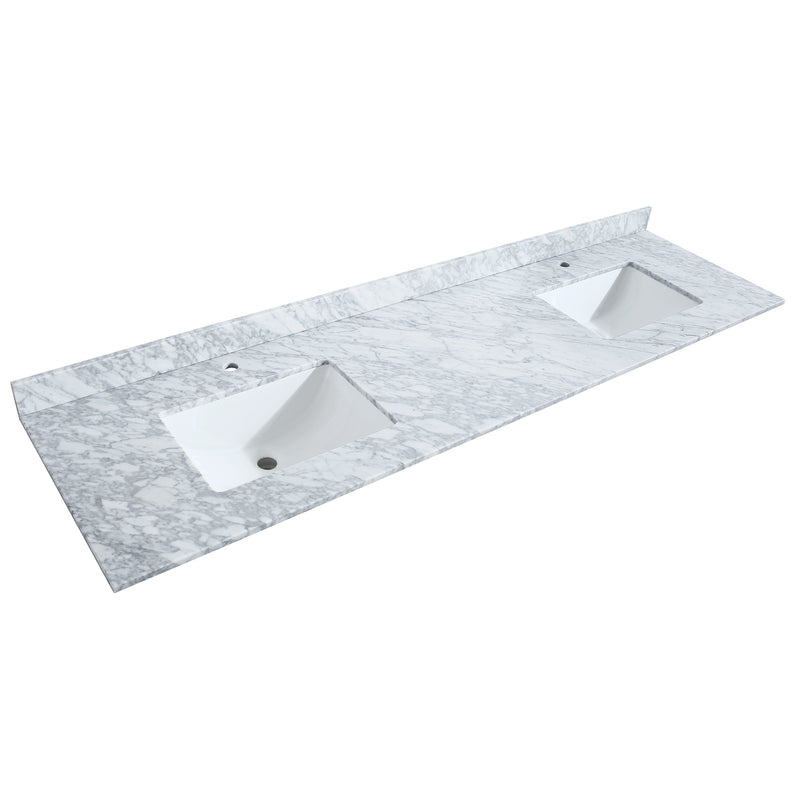 Wyndham Daria 80" Double Bathroom Vanity In White White Carrara Marble Countertop Undermount Square Sinks Brushed Gold Trims and 24" Mirrors WCV252580DWGCMUNSM24