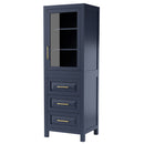 Wyndham Daria 36" Single Bathroom Vanity In Dark Blue No Countertop No Sink and 24" Mirror WCV252536SBLCXSXXM24