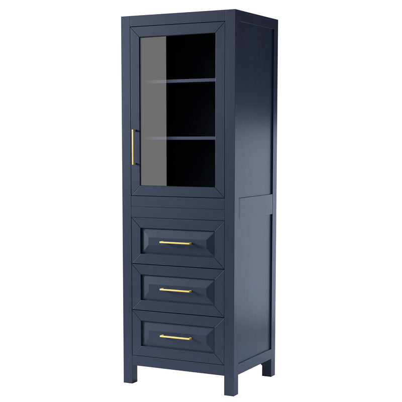 Wyndham Daria 36" Single Bathroom Vanity In Dark Blue No Countertop No Sink and 24" Mirror WCV252536SBLCXSXXM24