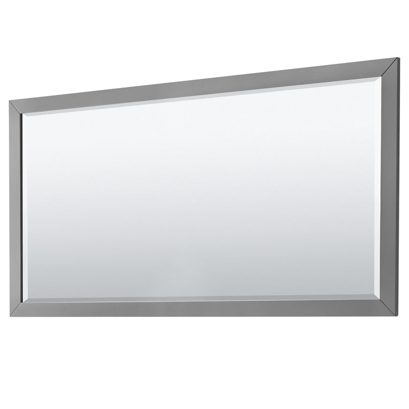 Wyndham Daria 80" Double Bathroom Vanity In Dark Gray Light-Vein Carrara Cultured Marble Countertop Undermount Square Sinks and 70" Mirror WCV252580DKGC2UNSM70