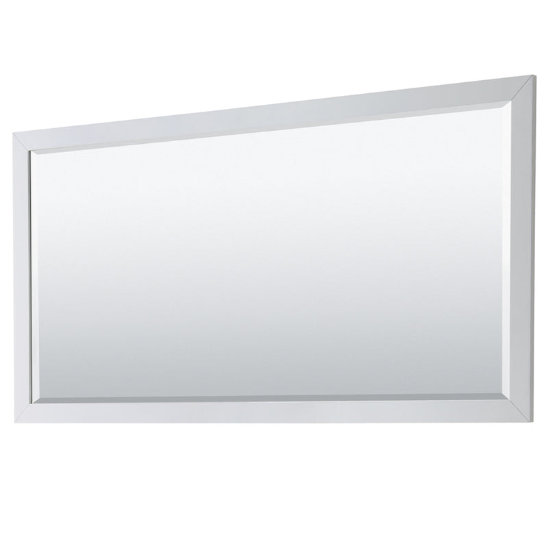 Wyndham Daria 80" Double Bathroom Vanity In White White Carrara Marble Countertop Undermount Square Sinks Brushed Gold Trims and 70" Mirror WCV252580DWGCMUNSM70