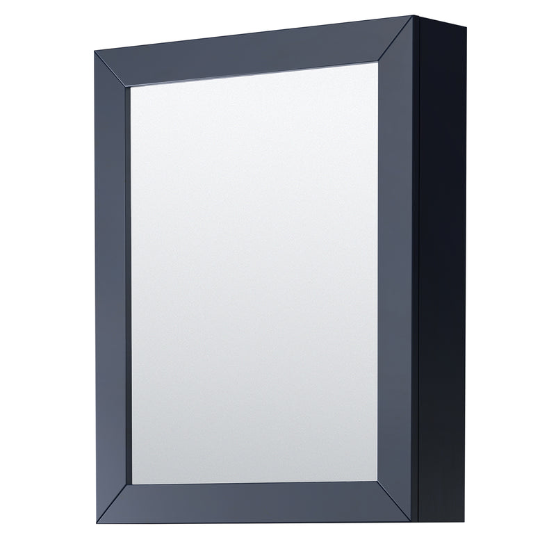 Wyndham Daria 30" Single Bathroom Vanity In Dark Blue Light-Vein Carrara Cultured Marble Countertop Undermount Square Sink and Medicine Cabinet WCV252530SBLC2UNSMED