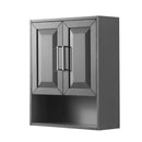 Wyndham Daria 60" Double Bathroom Vanity In Dark Gray White Cultured Marble Countertop Undermount Square Sinks and 24" Mirrors WCV252560DKGWCUNSM24