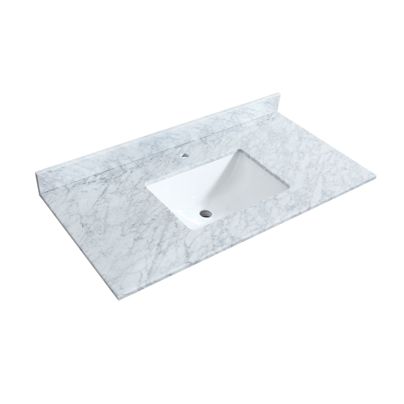 Wyndham Maroni 42" Single Bathroom Vanity In Light Straw White Carrara Marble Countertop Undermount Square Sink and No Mirror WCF282842SLSCMUNSMXX