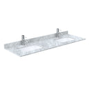 Wyndham Miranda 66" Double Bathroom Vanity In Dark Gray White Carrara Marble Countertop Undermount Square Sinks Brushed Gold Trim 58" Mirror WCF292966DGGCMUNSM58