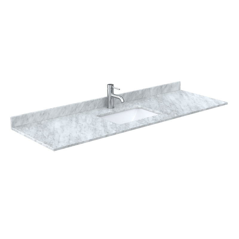 Wyndham Miranda 66" Single Bathroom Vanity In Green White Carrara Marble Countertop Undermount Square Sink Brushed Nickel Trim 58" Mirror WCF292966SGECMUNSM58