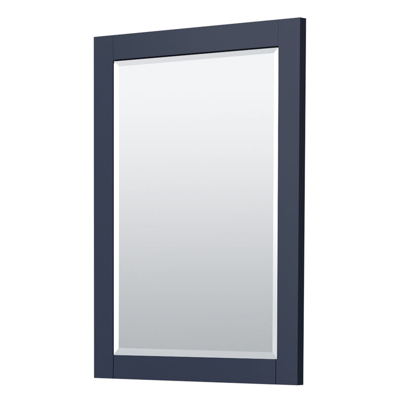 Wyndham Miranda 30" Single Bathroom Vanity In Dark Blue No Countertop No Sink Brushed Nickel Trim 24" Mirror WCF292930SBNCXSXXM24