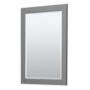 Wyndham Miranda 30" Single Bathroom Vanity In Dark Gray 1.25" Thick Matte White Solid Surface Countertop Integrated Sink Brushed Gold Trim 24" Mirror WCF292930SGGK1INTM24